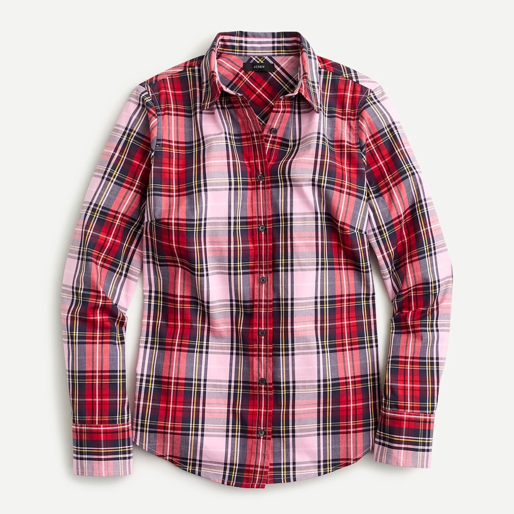 JCrew Pink and Red Plaid Shirt